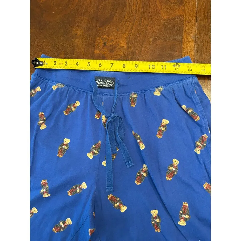 Polo Ralph Lauren Mens Medium Blue Polo Bear Jogger Pajama Pants